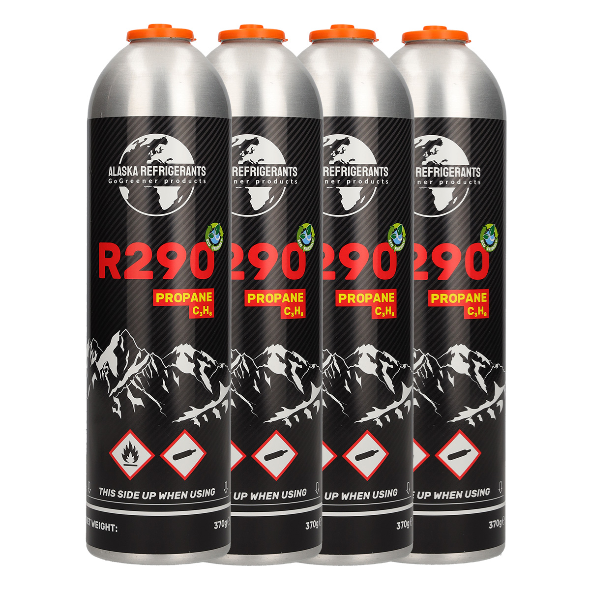 4 x Alaska Refrigerants R290 Propane – 370g / 750 ml